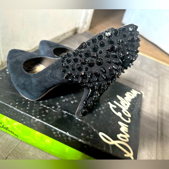 Sam Edelman Black Suede S-Roza Studded Pumps Size 7.5 READ DESCRIPTION - Picture 4 of 15